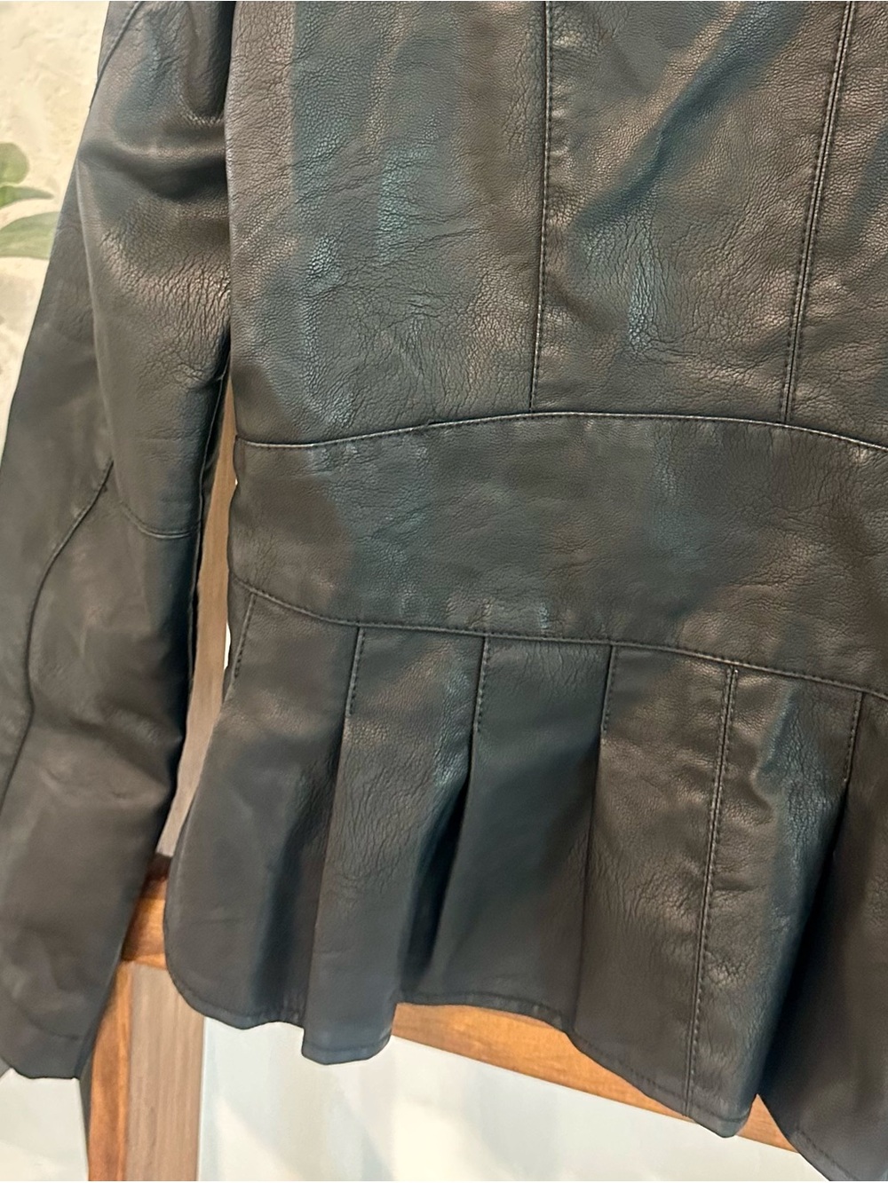 Baccini Black Faux Leather Peplum Moto Jacket Petite Small - Picture 10 of 11